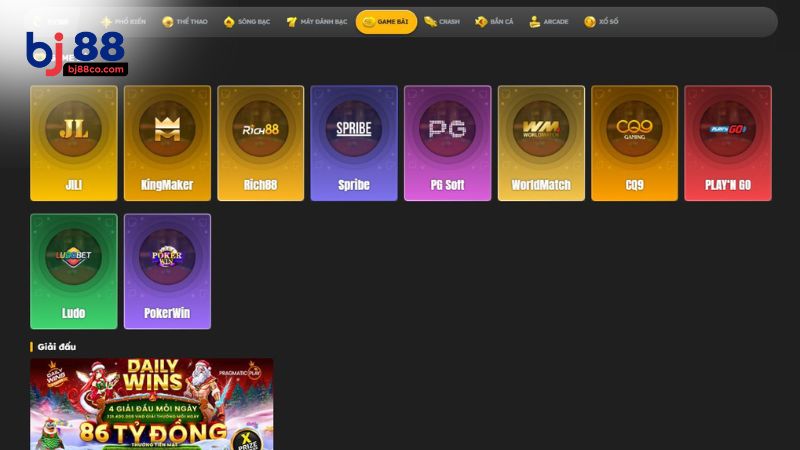 3 sảnh game bài nổi bật tại nhà cái BJ88